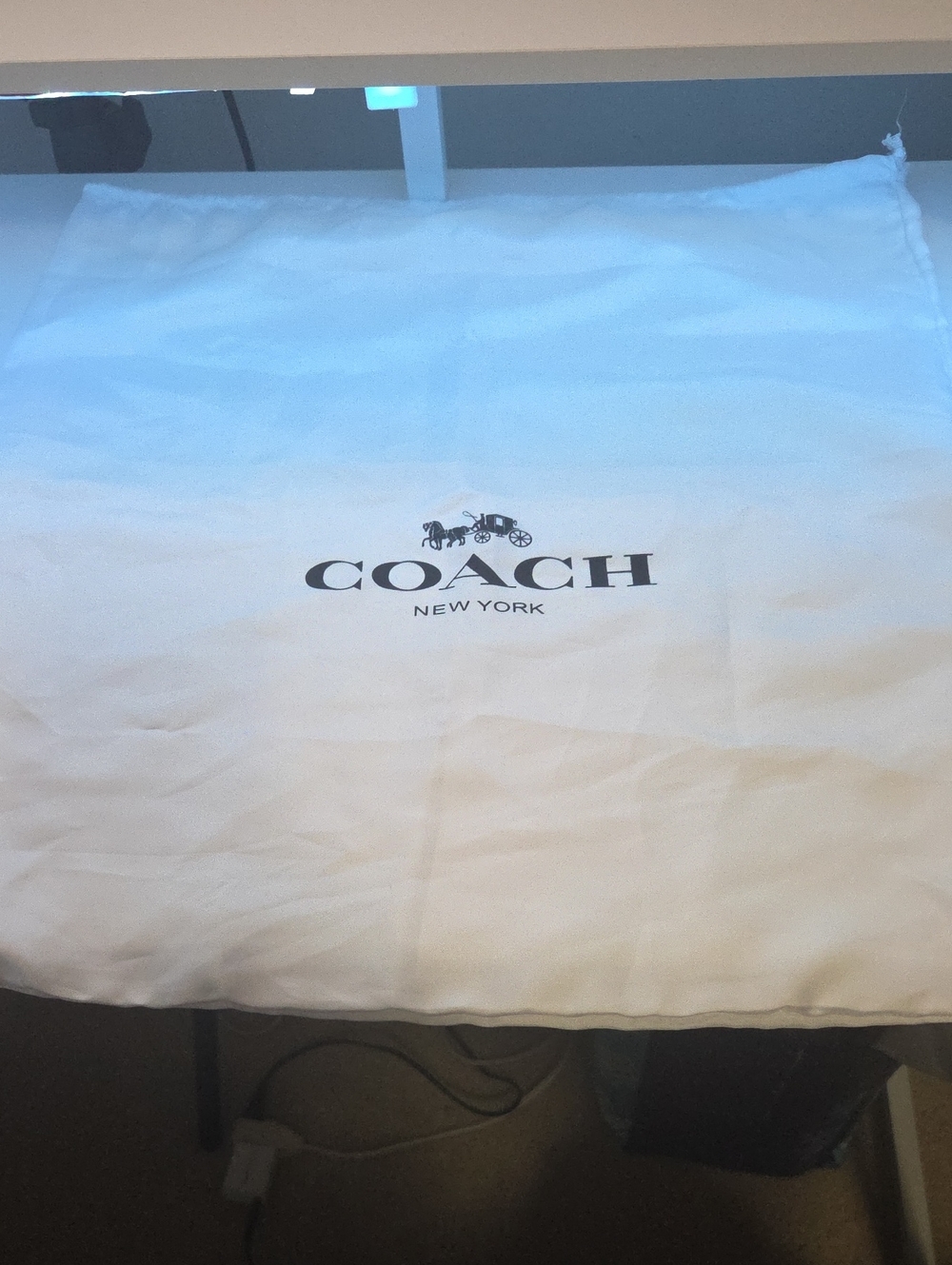 Coach White Cotton Dust Bag with Logo